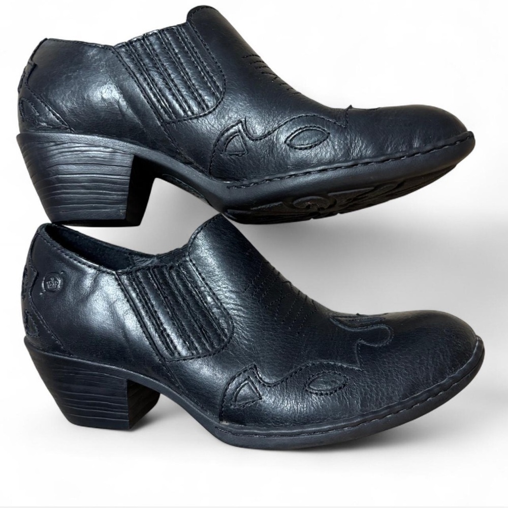 Born Black Leather Ankle booties Western style
